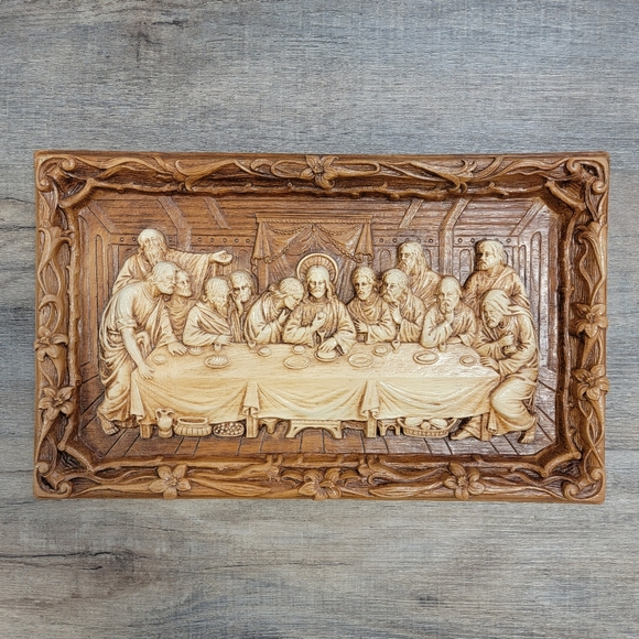 Last Supper Jesus 9x15 3D Wall Hanging Plaque Multi Prod Inc Made-USA Vintage - Picture 2 of 9